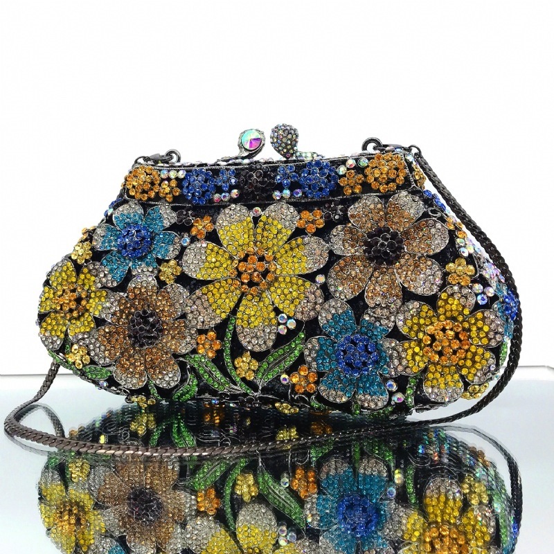 Nuevos productos coloridos bolsas de diamantes de banquete europeas y estadounidenses bolsas de mano de diamantes transfronterizas bolsas de mujeres duras