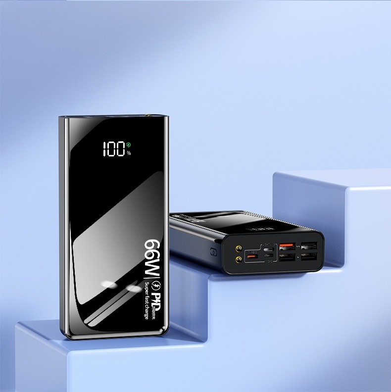 国境を越えた工場卸売 100000mAh パワーバンク 66W 急速充電 大容量 コード付きモバイル電源|undefined