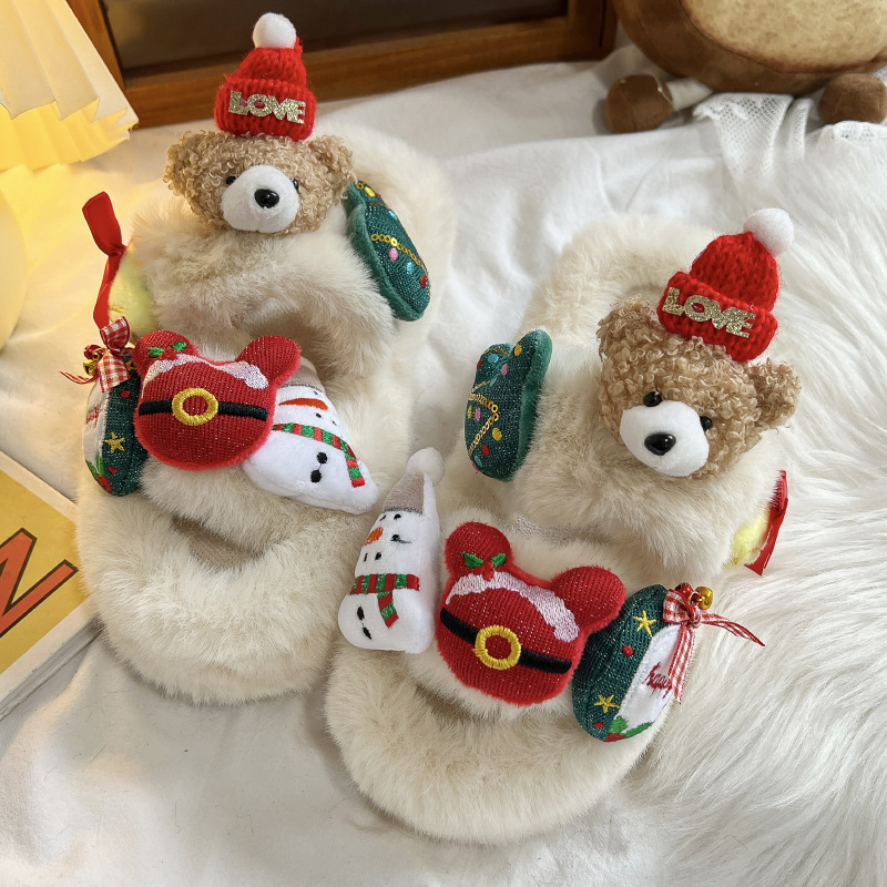 Dam Plysch Fleece Justerbar Höst Sovrum Utomhus Bekvämt Mysigt Halkfritt Hus Skor Tofflor_voghion.com