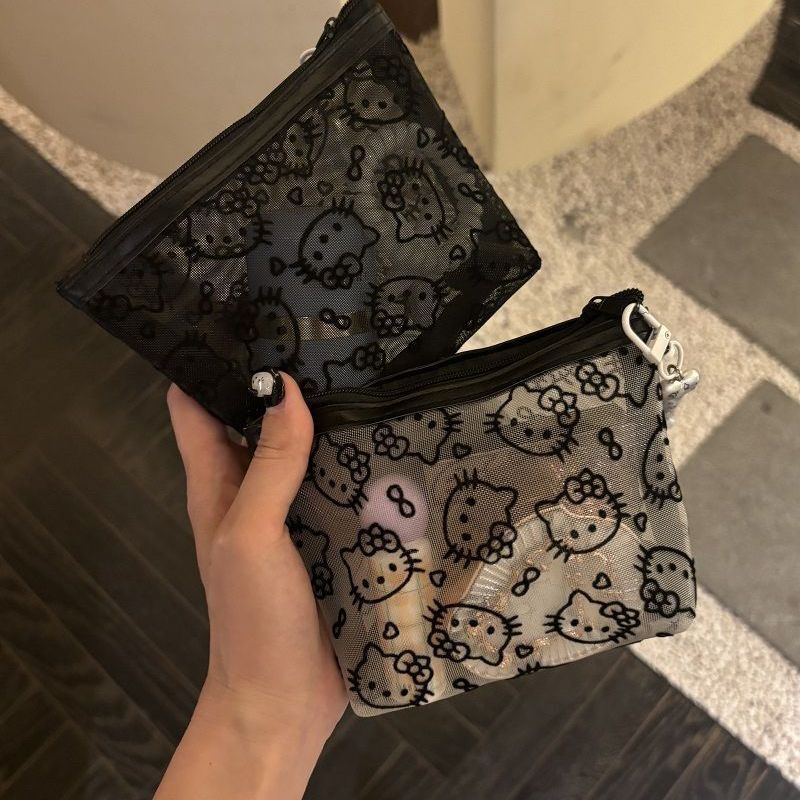 Mesh Kitty Makeup Bag, Portable Travel Makeup Bag, Practical Travel Storage Bag, Coin Purse, Earphone Bag Mesh Kitty Makeup Bag, Portable Travel Makeup Bag, Practical Travel Storage Bag, Coin Purse, Earphone Bag