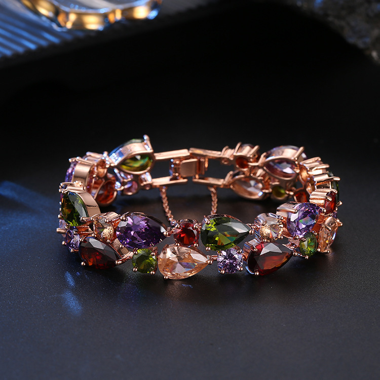 European and American Mona Lisa Rose Gold Women's Colorful Zircon Bracelet Yiwu Small Commodity European and American Mona Lisa Rose Gold Women's Colorful Zircon Bracelet Yiwu Small Commodity
