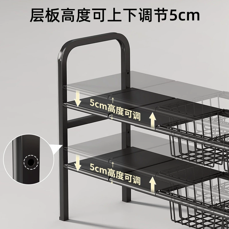 Retractable kitchen cabinet storage rack, multi‑layer telescopic pot shelf, 2–10 boards