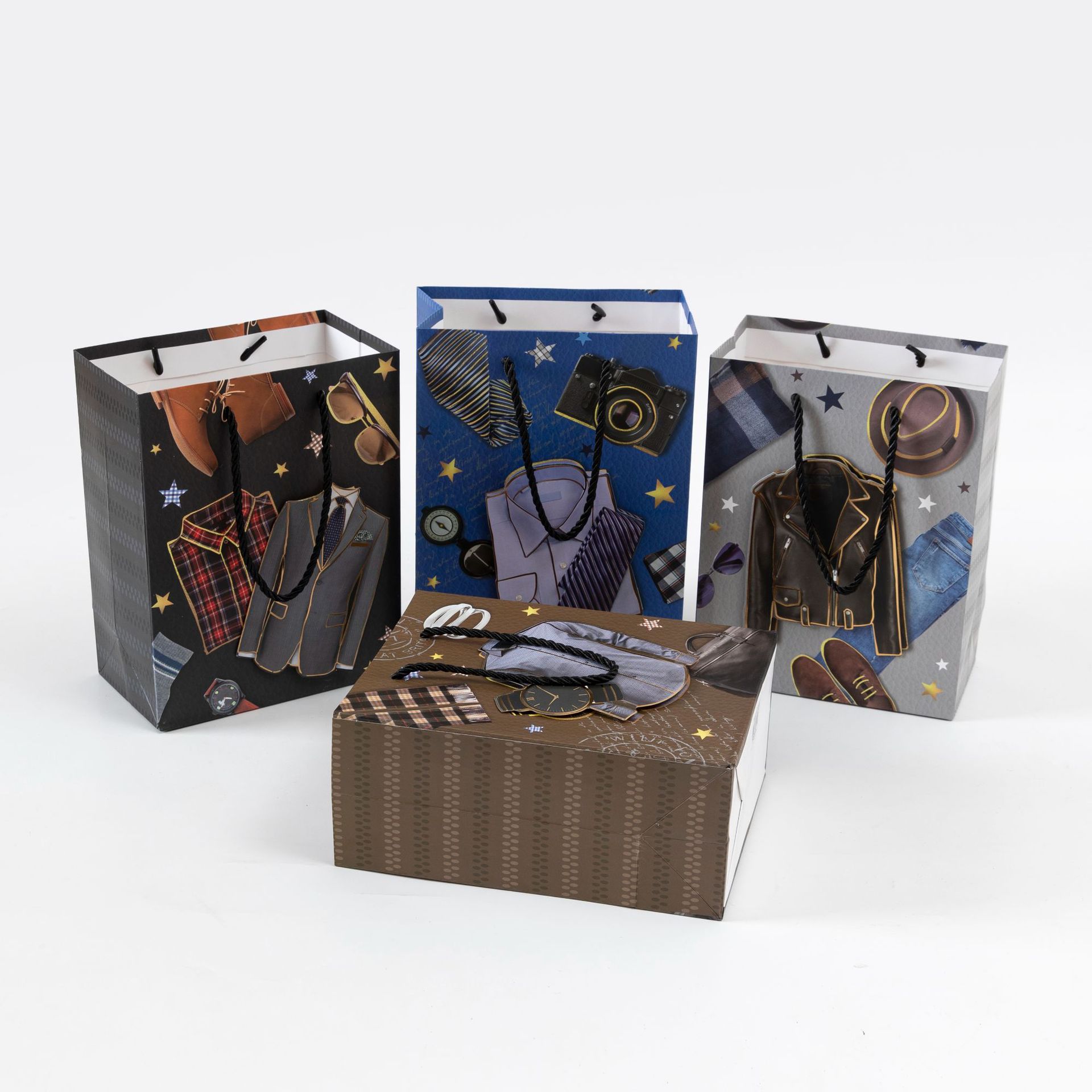 父亲节男士用品礼物袋子西装纸质购物袋领带打结礼品袋现货批发
