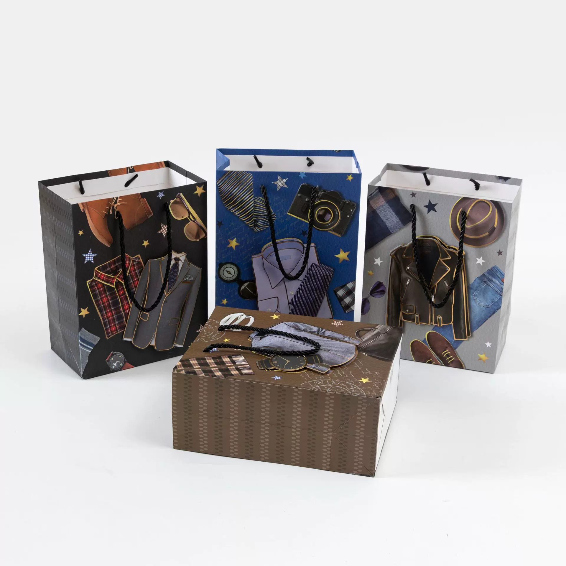 父亲节男士用品礼物袋子西装纸质购物袋领带打结礼品袋现货批发