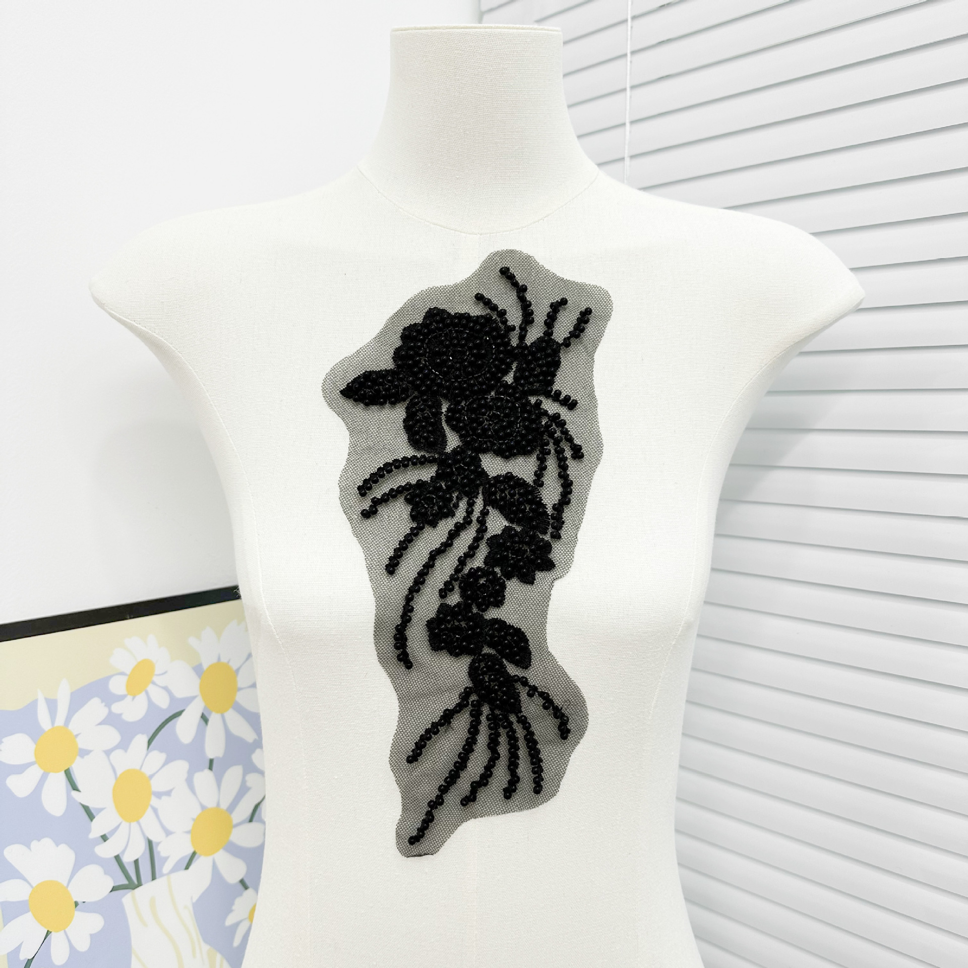 Nuevo trabajo pesado bordado flor de tela vestido de boda accesorios de decoración de collar DIY accesorios hechos a mano H8014