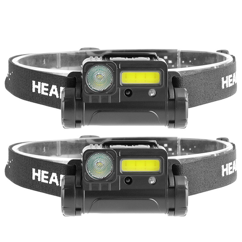 Onda transfronteriza inducción cabeza montada faro USB recargable luz de conducción al aire libre noche luz LED luz fuerte faro