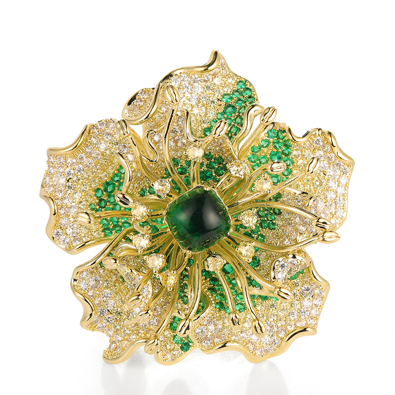 Heavy Industry Design Big Flower Brooch Original Court Style Flower Pin_voghion.com