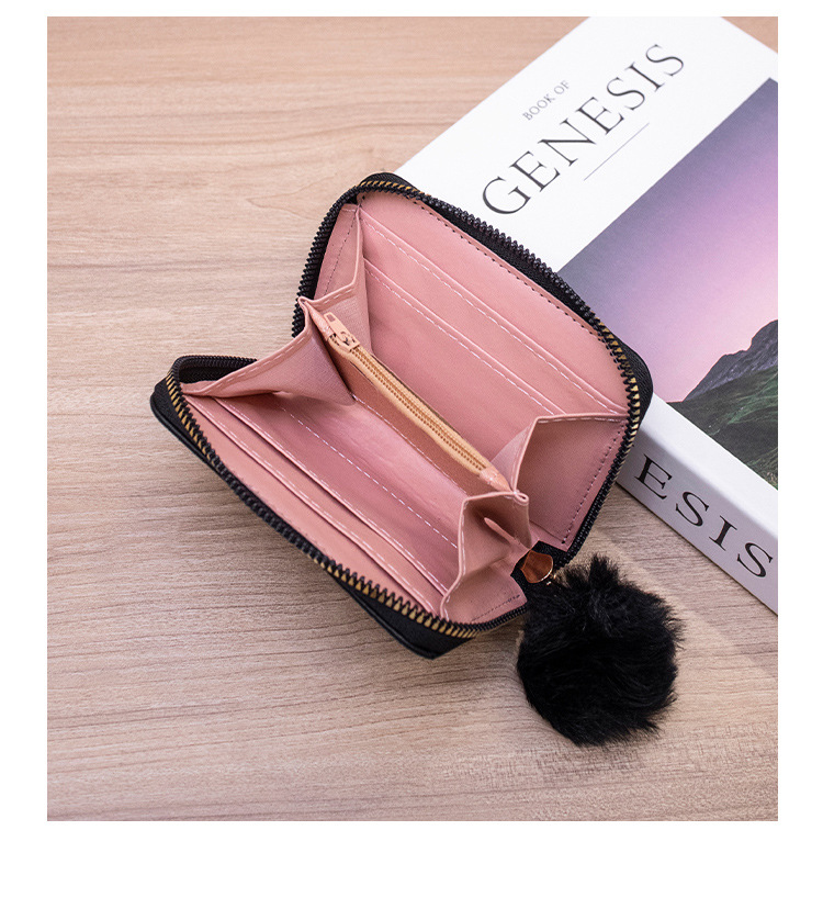 Zipper Closure Type Top Handle Strap Type Women's Solid Color Pu Leather Zipper Wallets