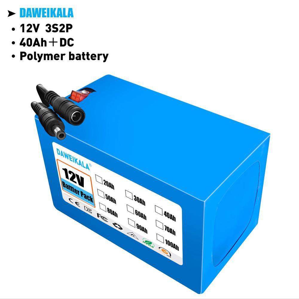 聚合物12v 40000mAh 锂离子电池组 DC 12.6V 40Ah 电池带欧盟插头