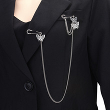 时尚欧美朋克吊坠金属链条 个性长款十字架别针西装配饰厂家直销