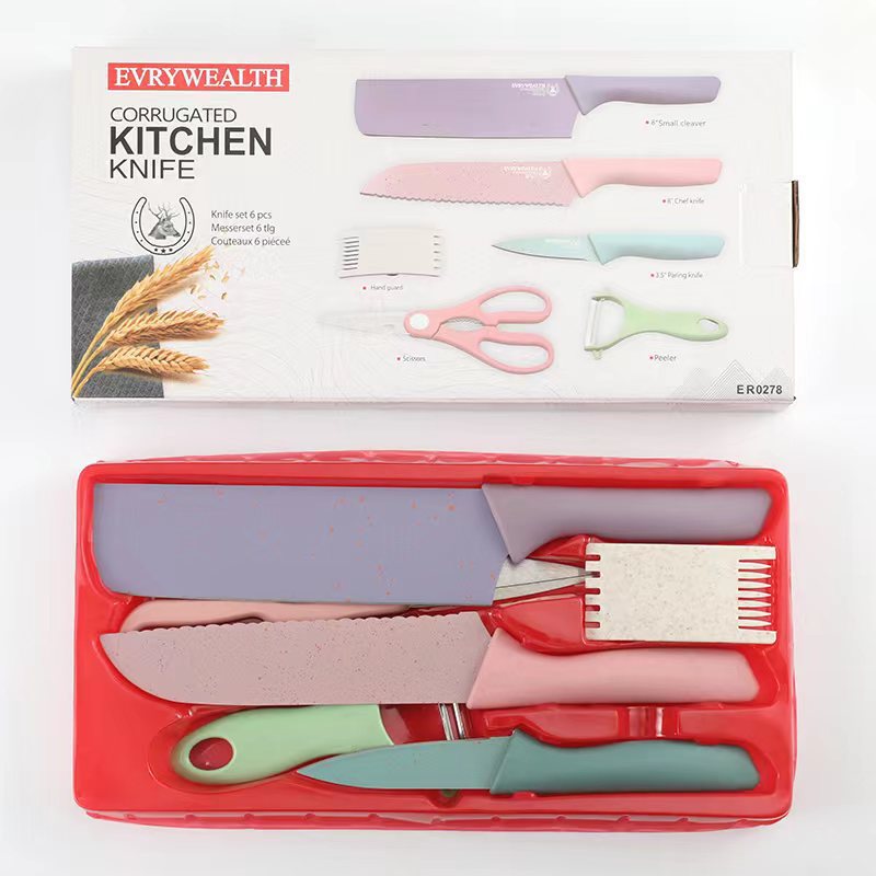 Paja DE TRIGO cocina Nueva Yangjiang vajilla 6 regalos 7 cuchillo cocinero acero inoxidable en stock conjuntos cuchillos colores