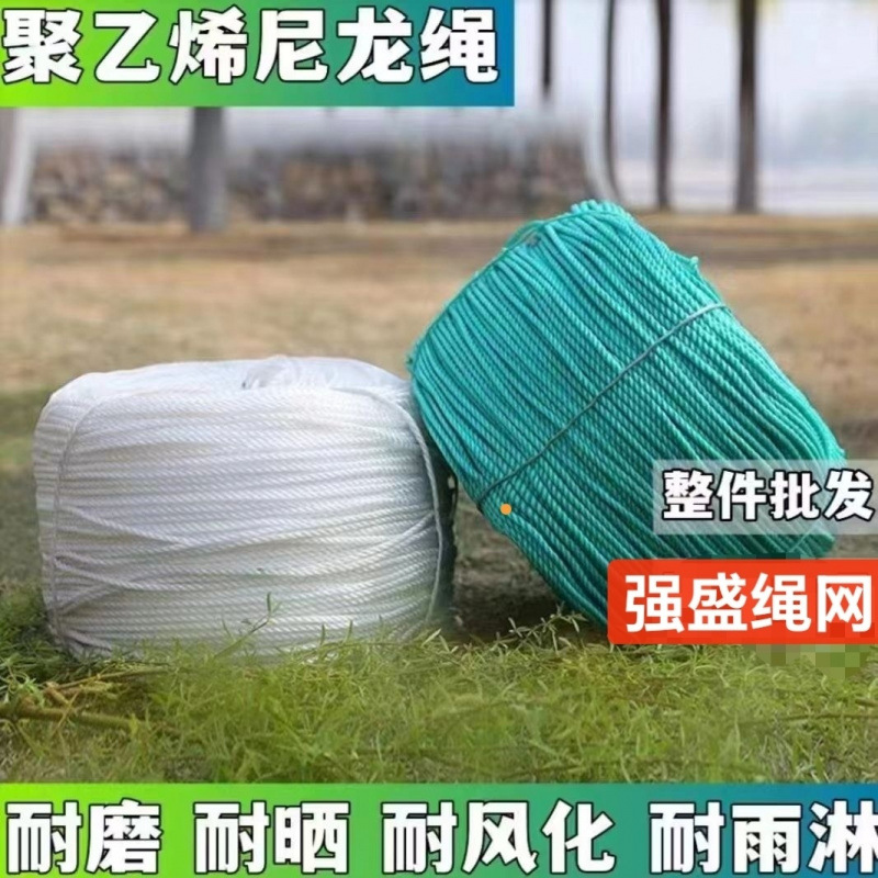 白色尼龙绳绳子大棚塑料绳耐用压膜聚乙烯户外捆绑晾衣绳货车农用