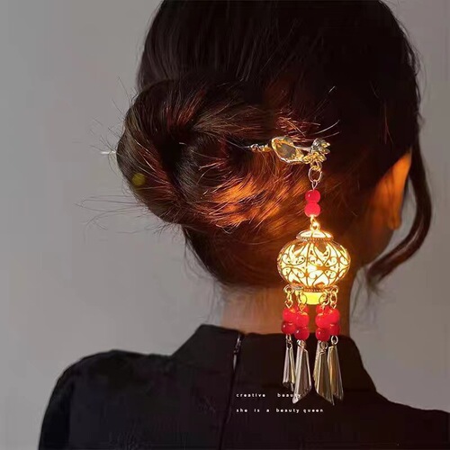 Chinese style luminous palace lantern hollow tassel hairpin new Chinese style ancient style hairpin Hanfu accessories metal hairpin headdress