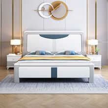 榫卯双人床实木床现代主卧北欧白色主卧卧室床1.5米卧室经济家用