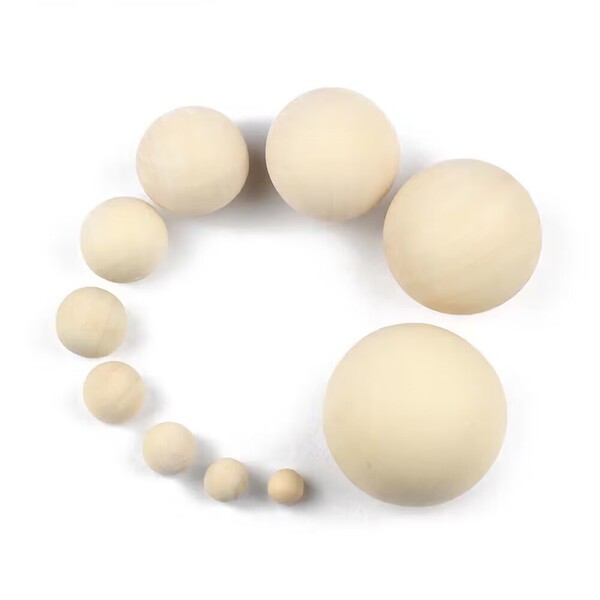 Solid ball wooden beads Round small beads Solid wooden balls Log…