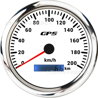 automobile instrument, Backlit Pointer GPS Speedometer - 0-200kmh-silver-edge-white-background