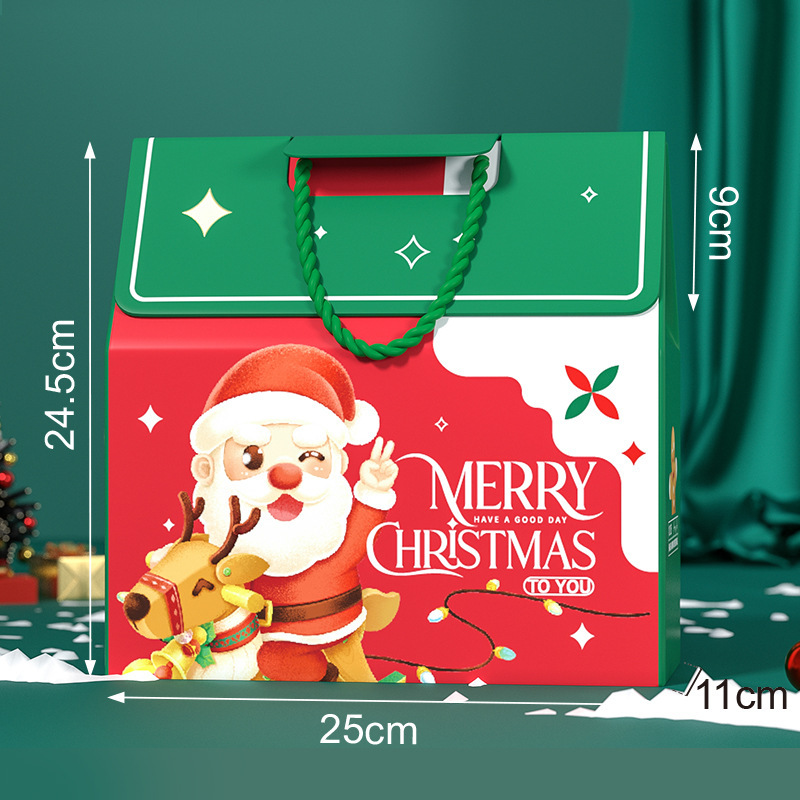 新しいクリスマスの手提げ箱の手提げ袋のリンゴのキャンデーのプレゼント箱の空の箱のクリスマスイブの包装のプレゼント|undefined