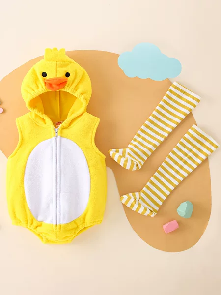 Cross-border exclusive for infants and young children ins hot autumn and winter Halloween children's clothing duckling stitching fleece-lined socks