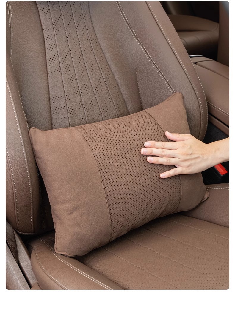 Car Headrest Cushion S-Class Universal Car Headrest Neck Pillow Flip Leather Sweat-Absorbent Comfortable Breathable Neck Pillow Waist