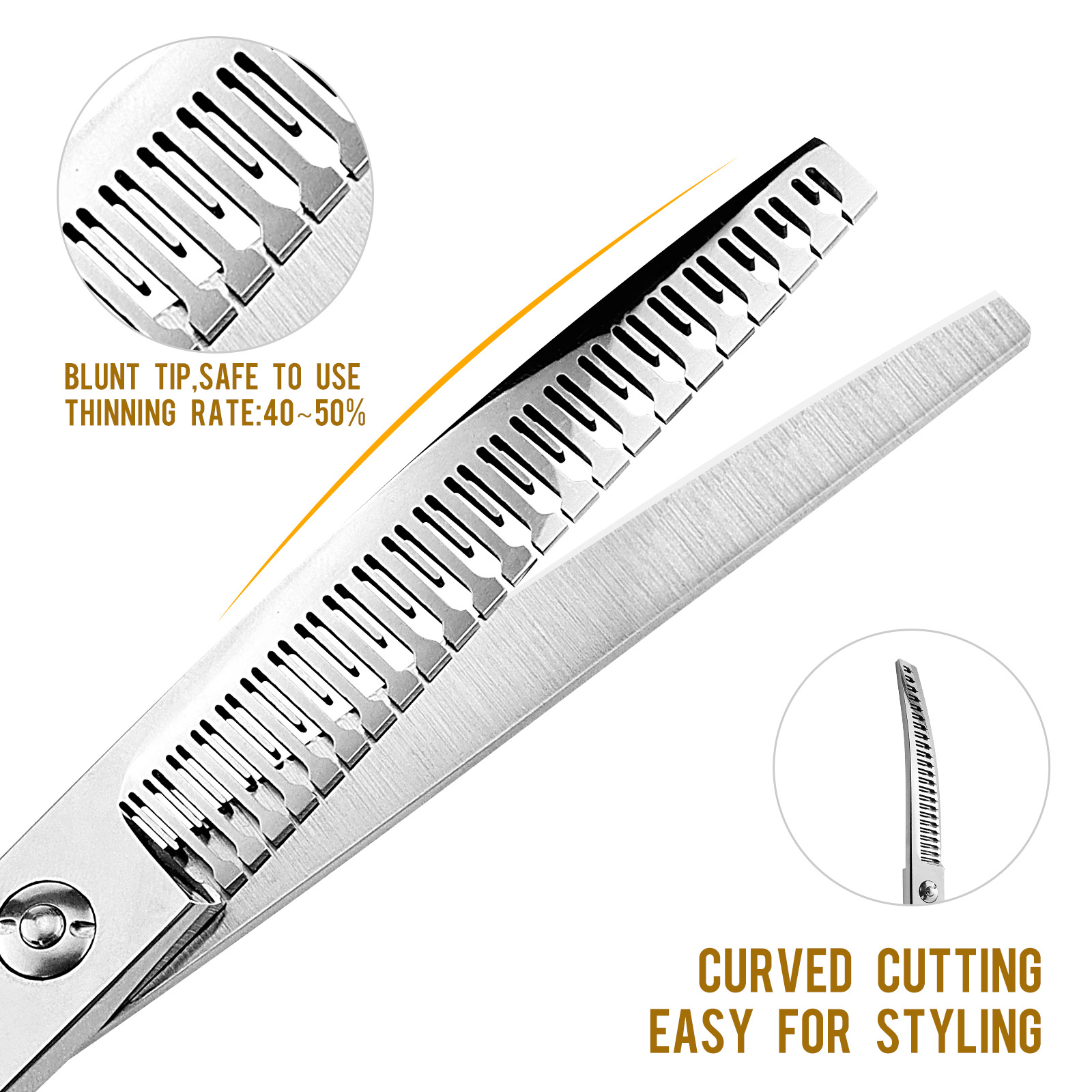 Professional Grooming Scissors Curved Thinning Shears For Pets_voghion.com