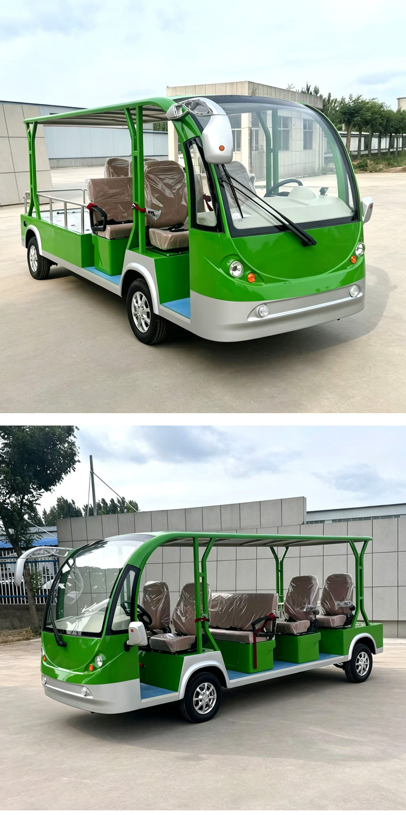 Electric sightseeing vehicle for tourist attractions, hotel shuttle and reception vehicle, campus patrol and transfer vehicle, electric sightseeing vehicle