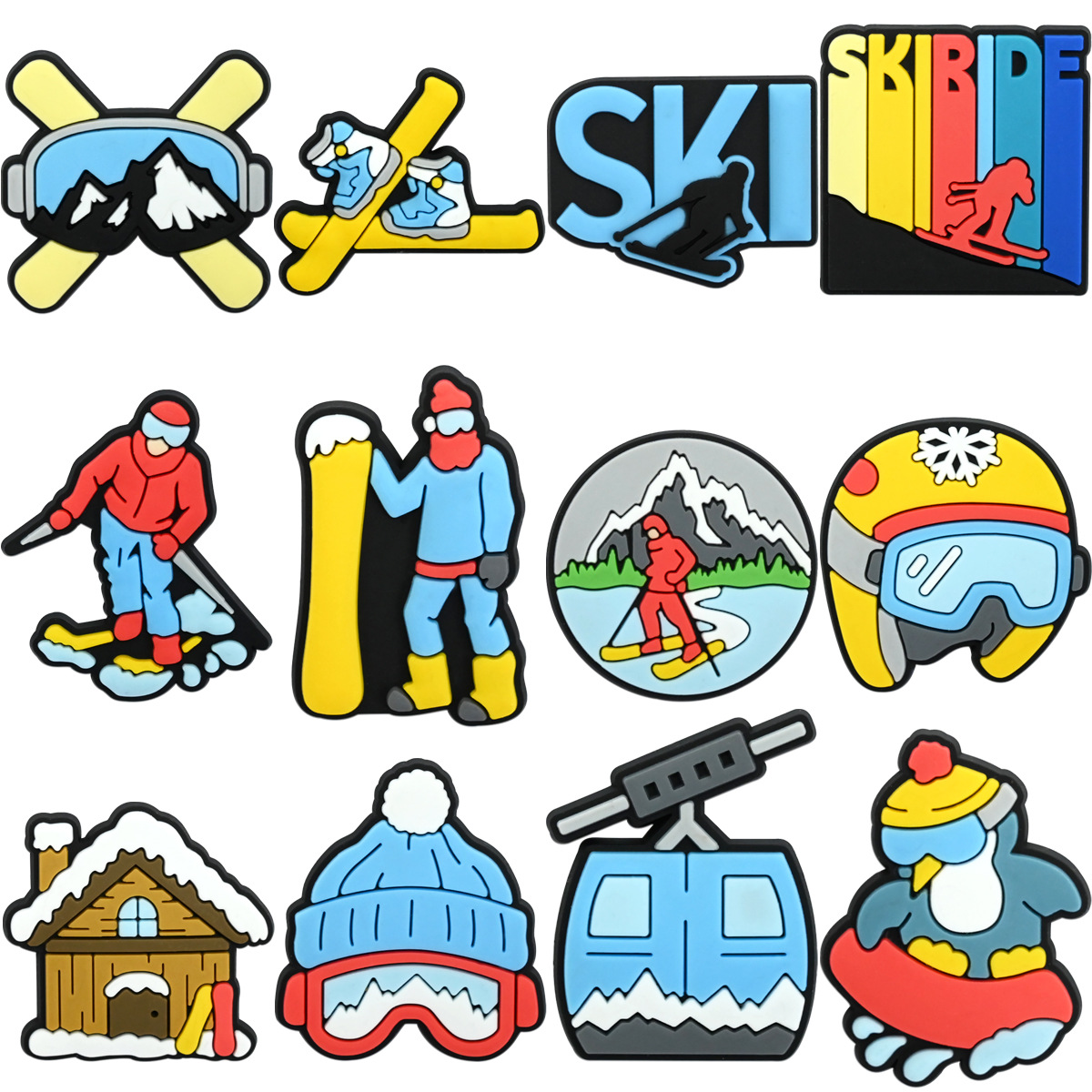Amazon's New Ski Sports Mobile Phone Case Clothing DIY Jewelry Accessories Cartoon Soft Rubber Patch Flat Accessories