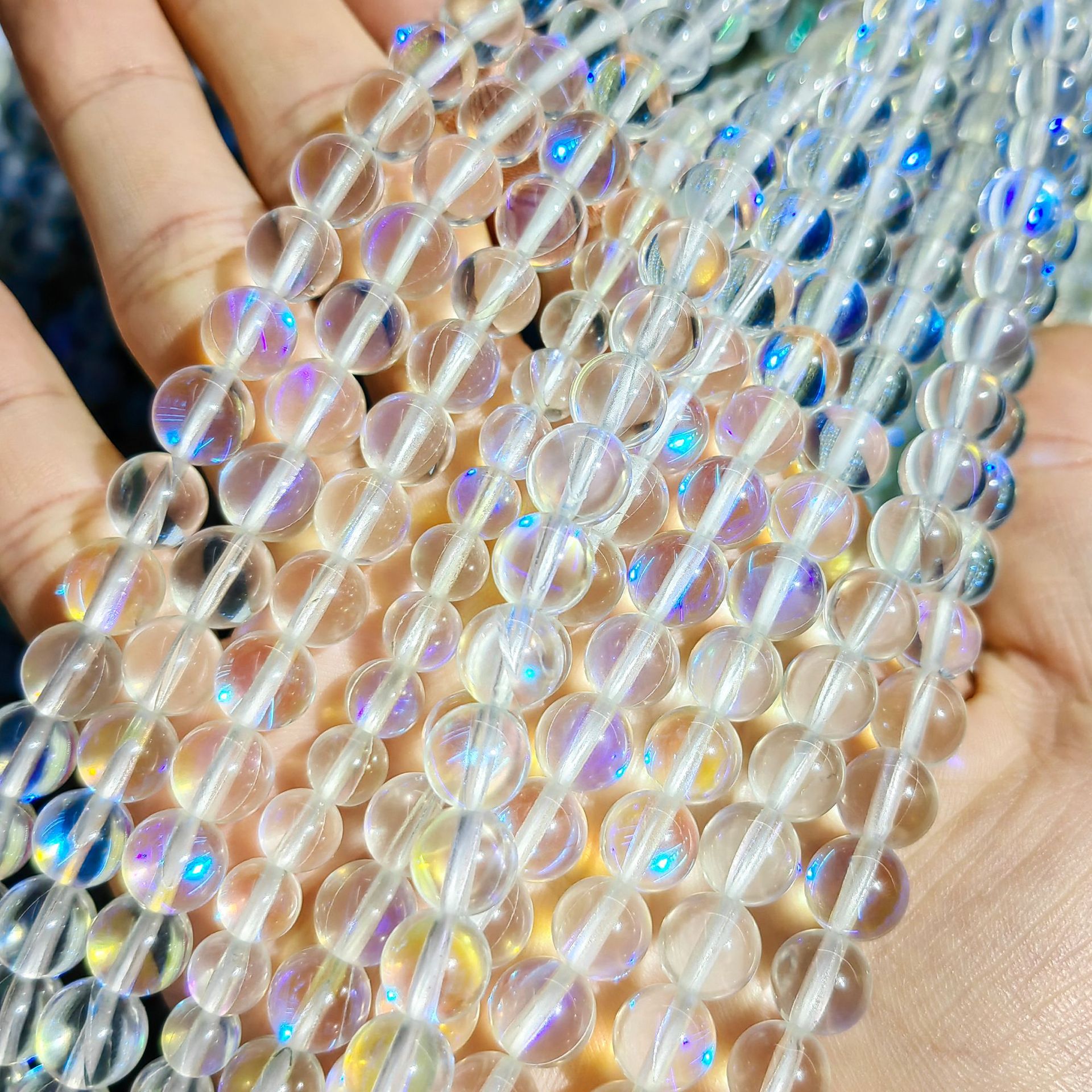 Vidrio sintético flash multicolor colorido cuentas redondas cuentas sueltas semiacabados DIY Piedra Natural accesorios de la joyería de cristal natural image 16
