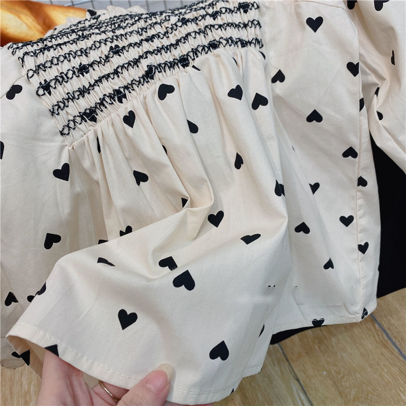 2026 camisa de niñas primavera y otoño niños nueva camisa de amor de otoño camisa de muñeca de manga larga
