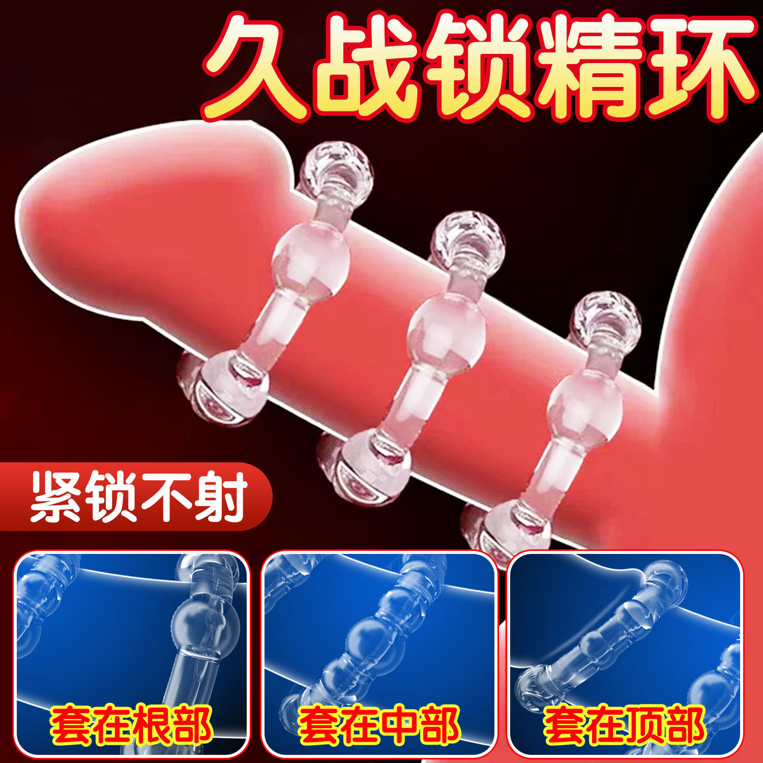 Q点跨境新品男用锁精环防脱降敏延时持久龟头套手指套厂家批发byt