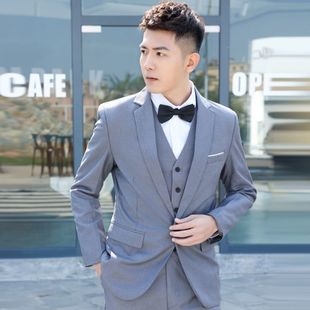 Groom Suit Suit Men's Wedding Dress Business Professional Formal Wear Casual Slim Korean Suit Men's Three-Piece Suit