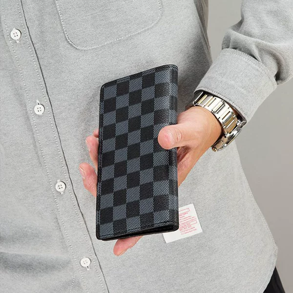 Gray checkered wallet