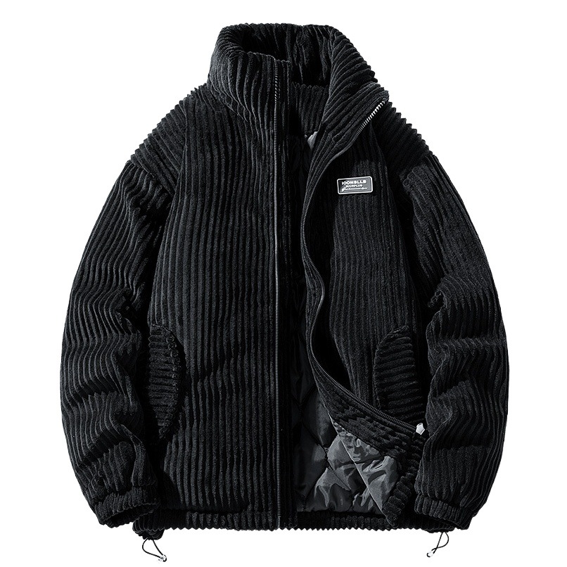 Abrigo de algodón cálido para hombre, estilo otoño-invierno, holgado de pana, chaqueta de algodón gruesa cortavientos para parejas, ropa exterior retro americana resistente al frío, transfronterizo.