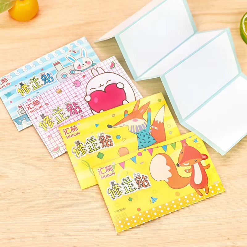 Papelería al por mayor estudiante Linda billetera autoadhesiva pegatinas de corrección de papel de corrección pegatinas de corrección de papel