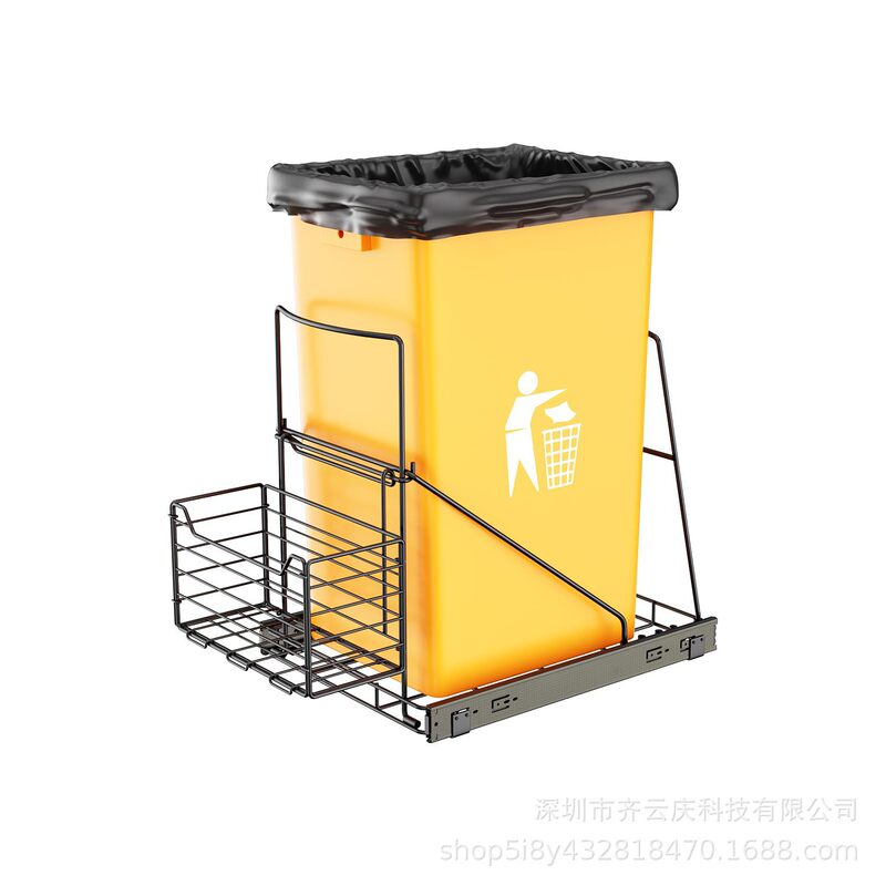 Pull-out kitchen cabinet under trash can rack cabinet adjustable trash can slide rail rack kitchen sink rolling carriage Pull-out kitchen cabinet under trash can rack cabinet adjustable trash can slide rail rack kitchen sink rolling carriage