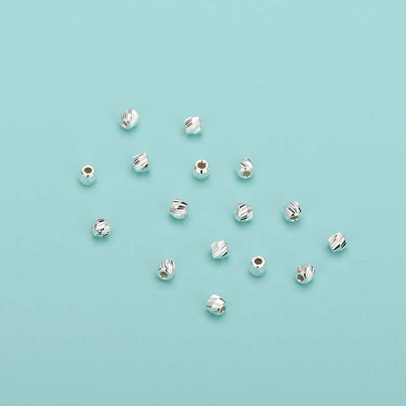 1 Piece Quantity 1 Piece Diameter 3mm Diameter 4mm 925 Sterling Silver Solid Color Polished DIY Jewelry Accessories Beads