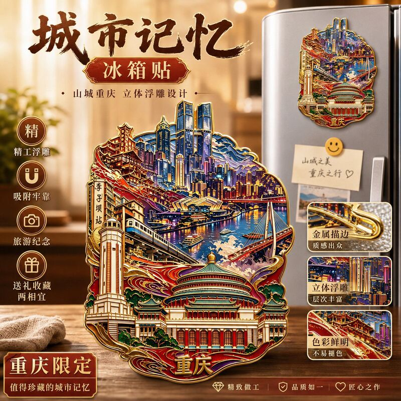Chongqing City Bridge Magnetic Metal Refrigerator Magnet 2026 New Model Hongyadong Liziba Creative Souvenir Gift for Gifting Chongqing City Bridge Magnetic Metal Refrigerator Magnet 2026 New Model Hongyadong Liziba Creative Souvenir Gift for Gifting