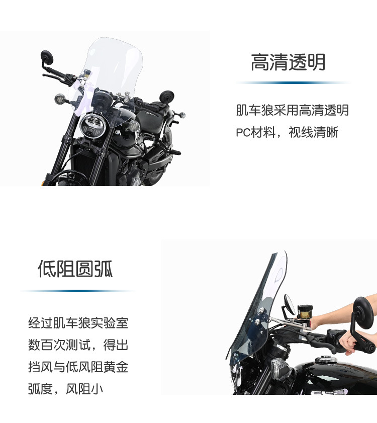 Motorcycle Windshield for CFMOTO 450CLC Modified Tempered Glass