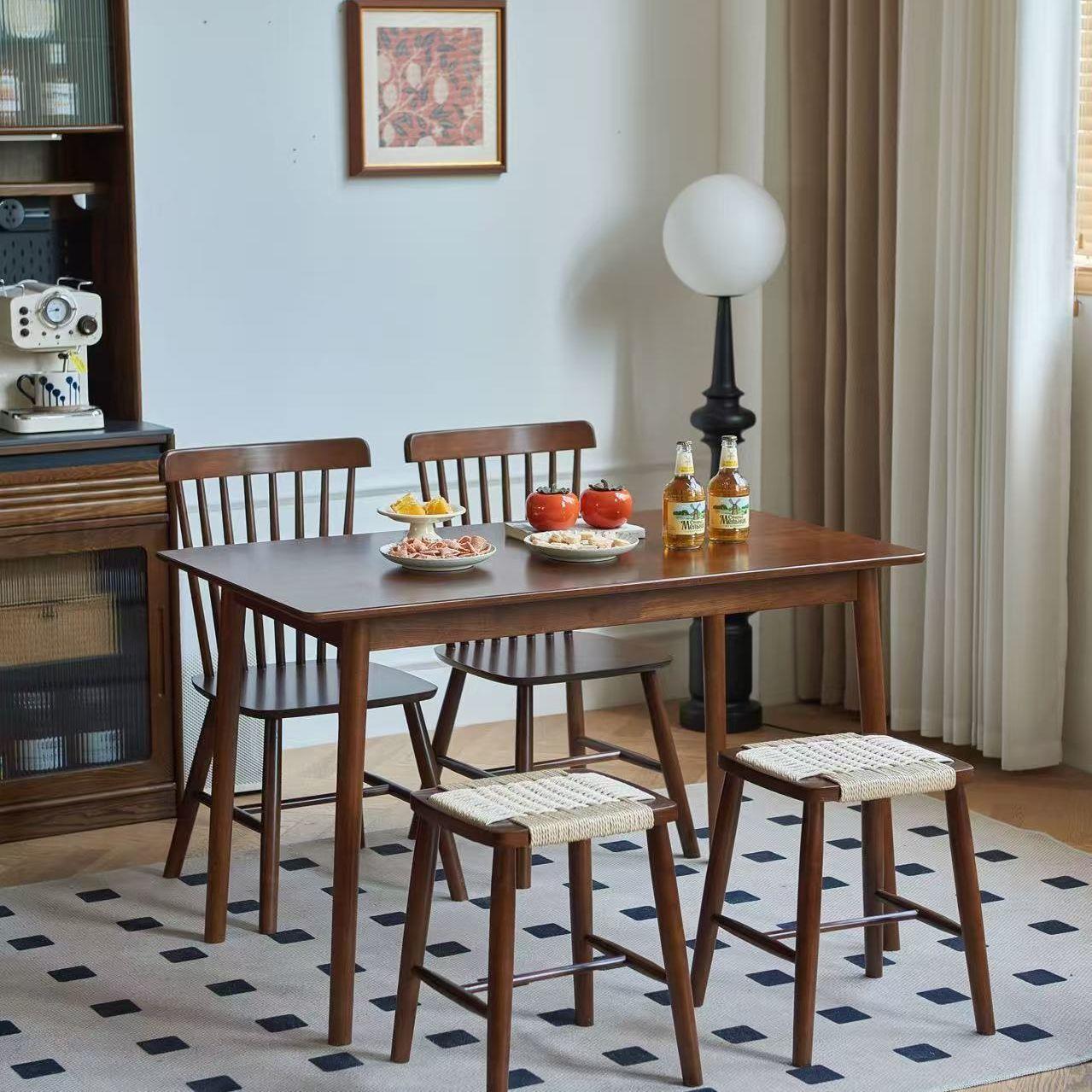 Mesa de comedor de madera maciza, mesa de computadora, mesa de computadora, mesa y silla para adultos comerciales modernos, combinación de mesas y sillas rectangulares pequeñas