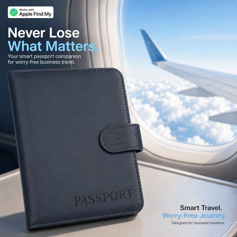 Built-In Findmy Global Positioning Passport Holder, Anti-Lost Passport Case, Business Travel Leather Document Holder with Edge-Finished Craftsmanship Built-In Findmy Global Positioning Passport Holder, Anti-Lost Passport Case, Business Travel Leather Document Holder with Edge-Finished Craftsmanship