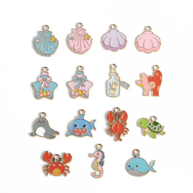 Ocean Series Crab Shell Turtle Wishing Bottle Shark Pendant Zinc Alloy Accessories Necklace Key Jewelry