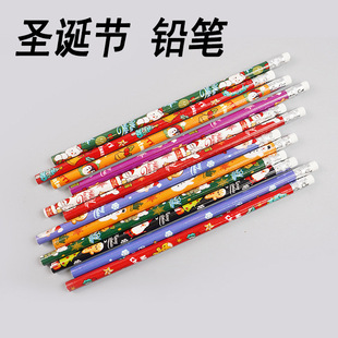 Christmas pencil HB primary school students writing drawing sketch pencil Christmas eraser children's holiday gift award