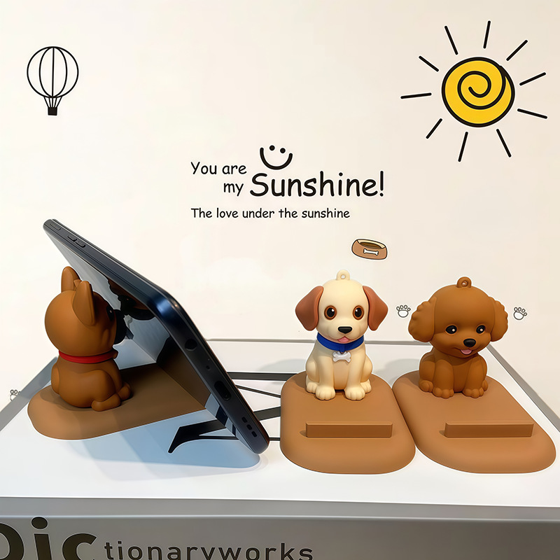 Creative Puppy Phone Stand Cute Desktop Decoration Ornament Adorable Pet Dog Cartoon Figurine Small Gift_voghion.com
