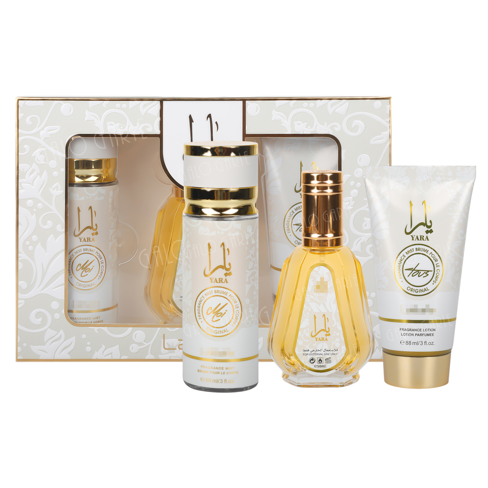Ventas transfronterizas calientes Yara caja de perfumes Lattafa perfumes de Oriente Medio conjunto de perfumes para mujeres árabes