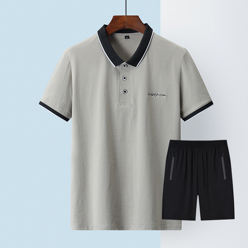 Camisas polo para hombres, pantalones casuales de hielo de manga corta, pantalones cortos de hielo de verano, set deportivo de hielo de hombre, solapa
