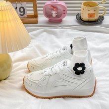 小白鞋女鞋2025新款夏季百搭网面透气老爹鞋芭蕾风厚底运动休闲鞋