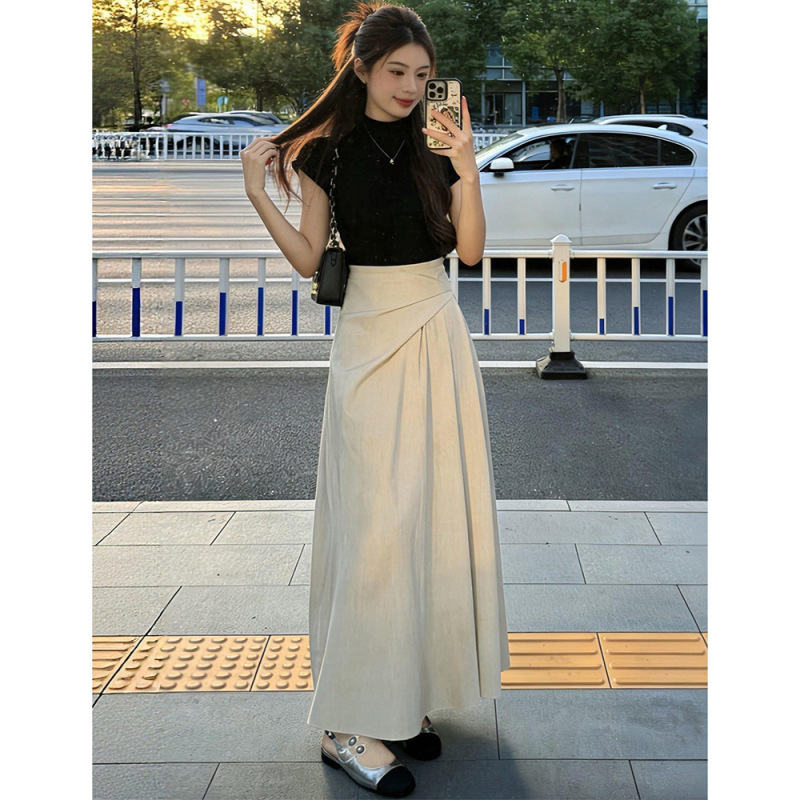 2026 New Style Petite High-End Skirt for Women, Summer High-Waisted A-Line Skirt, Umbrella Skirt with Drapey Feel, Long Skirt