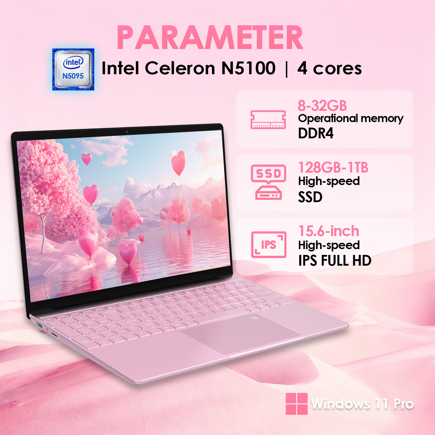 跨境工厂15.6寸A规屏英特N5100笔记本电脑商务办公设计本批发