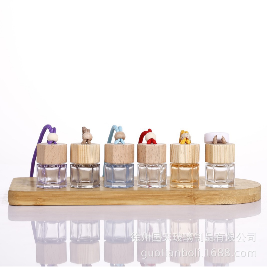 Botella de incienso de vidrio de colores de 8 ML botella de perfume de incienso para vehículos colgante de botella de perfume de incienso mini botella de muestra de perfume interior image 8