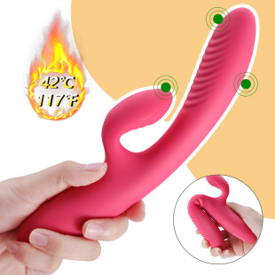 Double-Headed  Heated Female Sex Toy New Silicone Strong Vibration Av Stick Masturbation Device Massage Stick Manufacturer