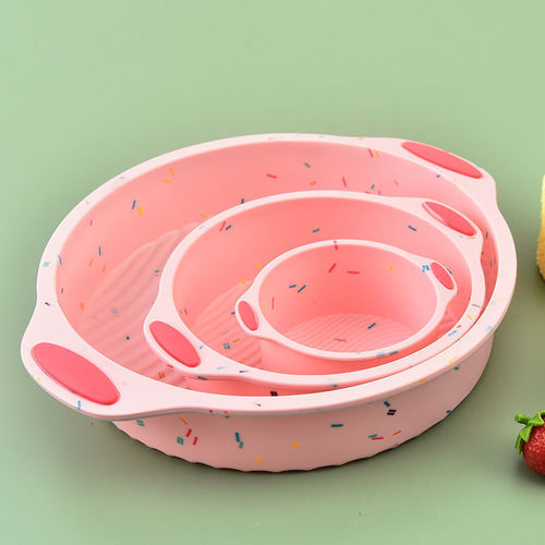 Wholesale round silicone cake mold three-piece set household baking baking pan oven utensils DIY cake mold